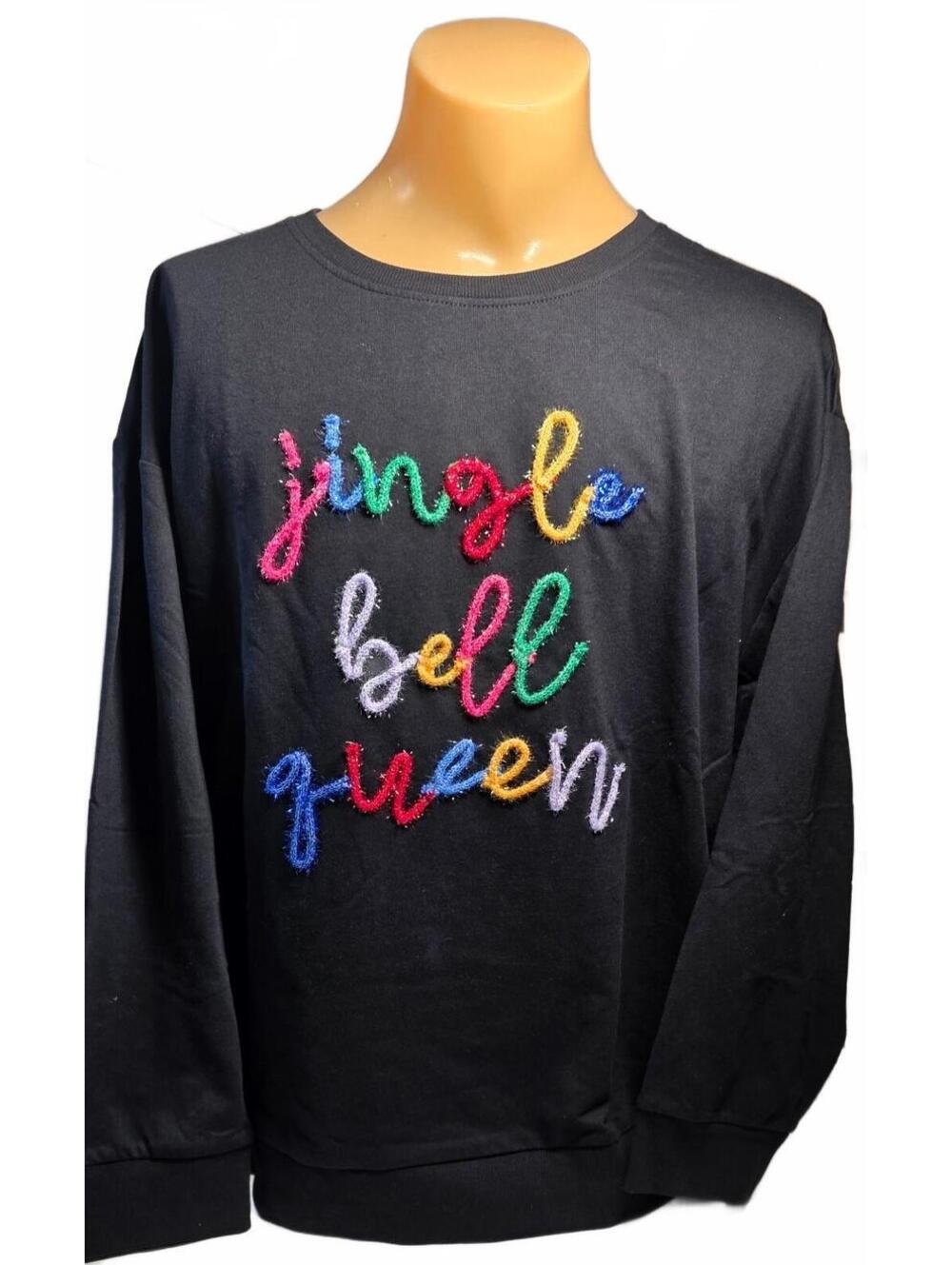 Ashley Stewart Jingle Bell Queen Black Sweatshirt Size 26/28
